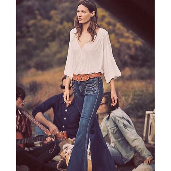 Free People Denim Flares w/chevron pockets⭐️ - Picture 8 of 8